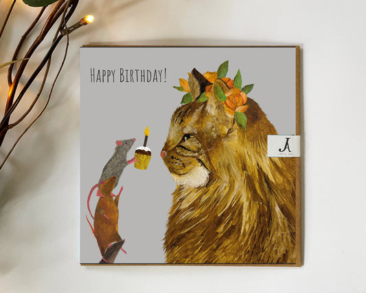 Happy Birthday Cat and Mouse Card